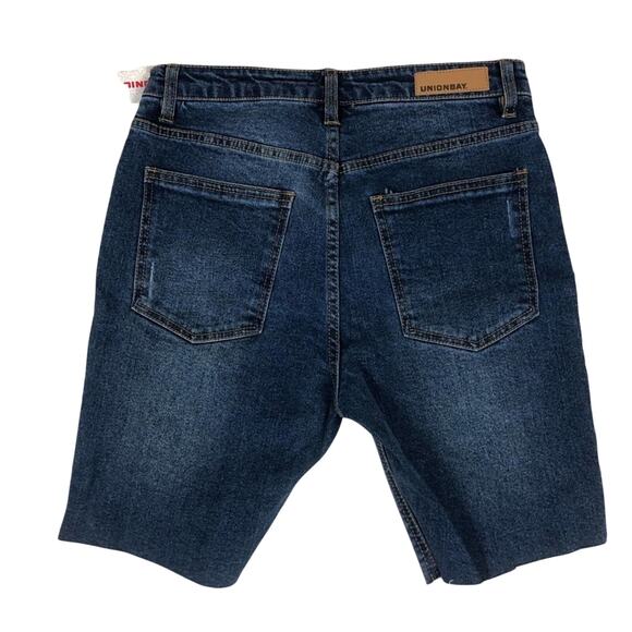 Unionbay NWT High Waisted Graham Denim Bermuda Bike Shorts in Santa Cruz Blue - Picture 3 of 4